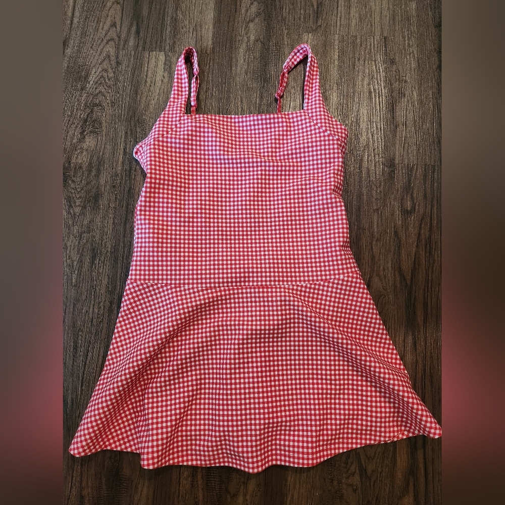 Abercrombie & Fitch Red and White Gingham Spaghetti Strap Dress - Picture 1 of 4